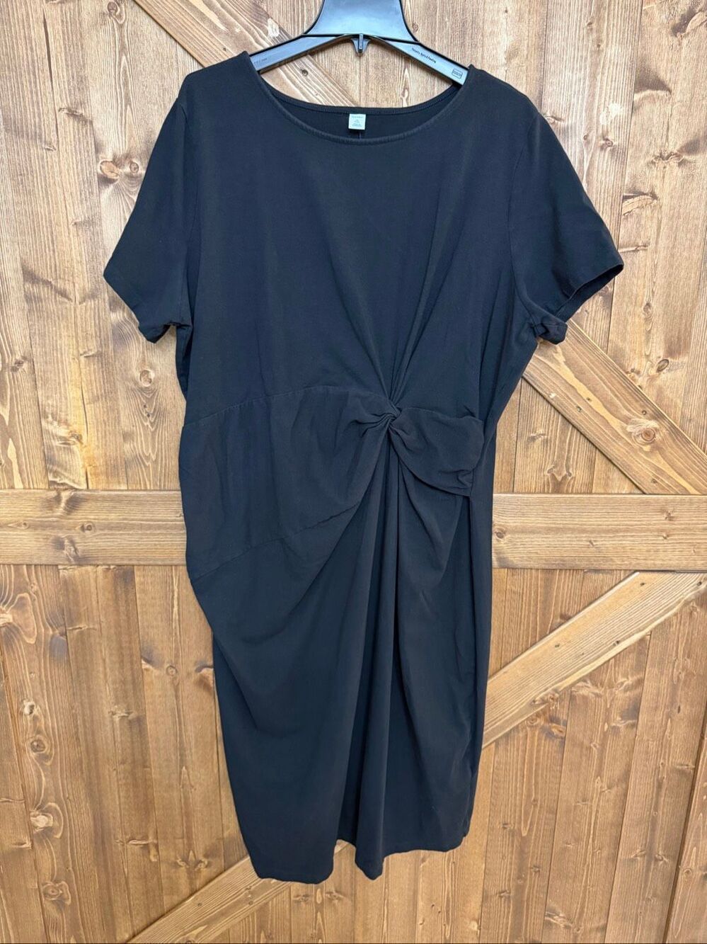 Old Navy Women’s 3X Plus Black Twist Front Short Sleeve Midi Dress (9434)